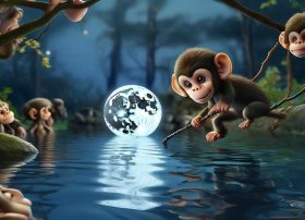 儿童故事猴子捞月亮 - 幼儿猴子捞月亮的完整故事