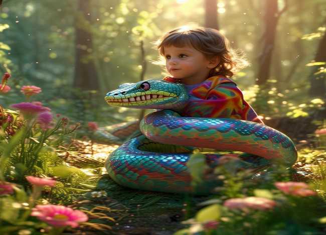 儿童故事蛇精（蛇精儿童绘画图片）