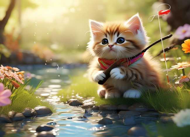儿童简单的故事小猫钓鱼；幼儿简短故事小猫钓鱼