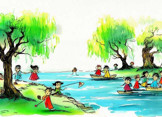 江南儿童画（江南儿童画画图片）
