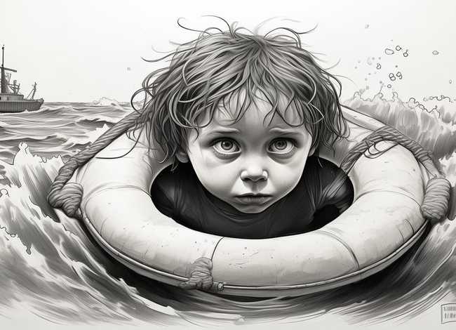 儿童沉船画，儿童沉船简笔画