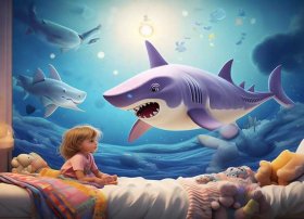 儿童睡前故事鲨鱼与大白鲨；大鲨鱼的睡前故事