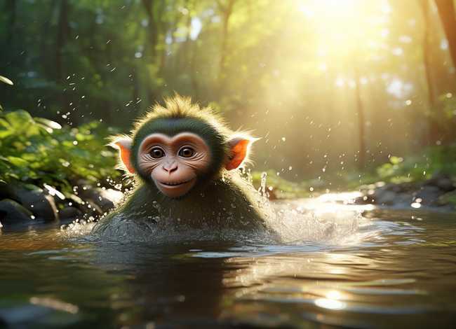 小猴子洗澡故事、小猴子洗澡故事图片