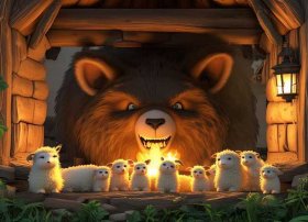 儿童故事大灰狼和七只羊、育儿睡前故事-大灰狼和七只小羊