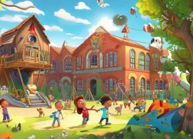 儿童学校故事背景模板，校园故事背景