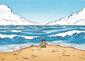 儿童看海的图片；儿童看海的图片简笔画