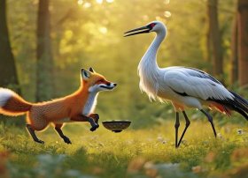 儿童狐狸与鹤故事会 狐狸与鹤寓言故事