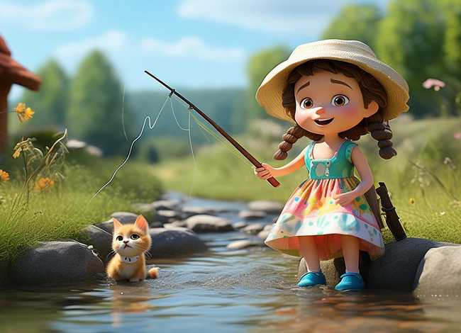 小猫钓鱼故事儿童版视频真人，小猫钓鱼故事表演视频真人