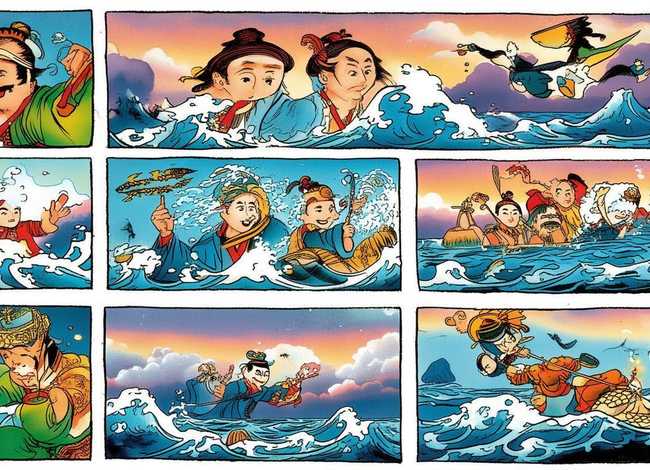 八仙过海连环画六格、八仙过海连环画六格图片