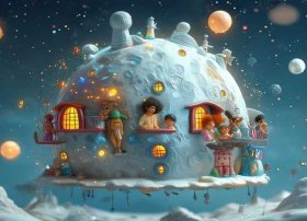 月亮上的家儿童故事 月亮上的家儿童画