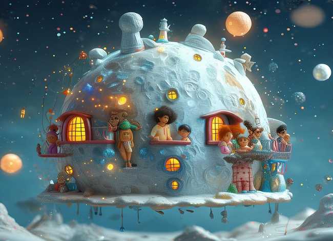 月亮上的家儿童故事 月亮上的家儿童画 月亮上的家儿童故事 月亮上的家儿童画