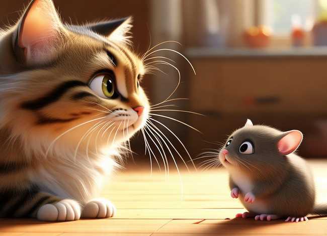 儿童故事猫对老鼠表达了爱意；猫对老鼠说我爱你