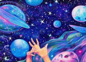 儿童太空宇宙幻想绘画作品，儿童太空宇宙幻想绘画作品图片