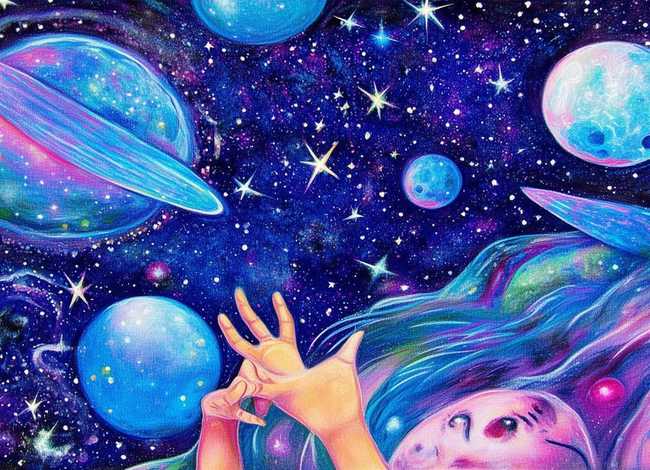 儿童太空宇宙幻想绘画作品，儿童太空宇宙幻想绘画作品图片