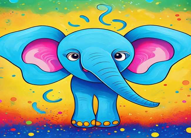 儿童大象装饰画，大象儿童简易画法
