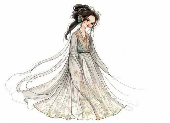 儿童简笔画古风美女；儿童古装美女简笔画 手绘