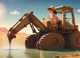 挖土机找水喝儿童故事、挖土机找水喝的故事