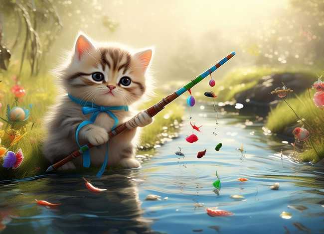 少儿故事大全 睡前故事小猫钓鱼，少儿故事大全 睡前故事小猫钓鱼图片