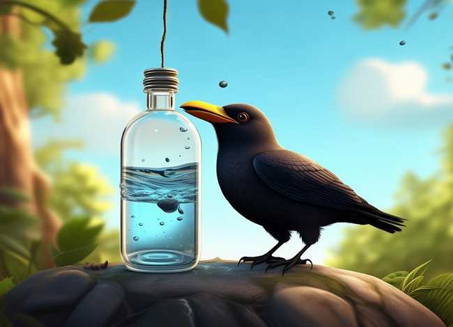 儿童故事乌鸦喝水的故事图片；幼儿故事乌鸦喝水全文图片
