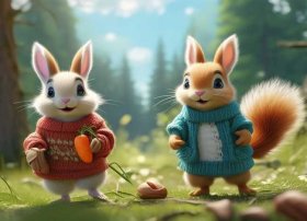 《松鼠》的故事，小兔子和小松鼠的故事