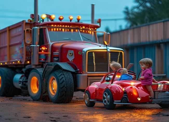 大卡车和小汽车儿童睡前故事，大卡车和小汽车的故事