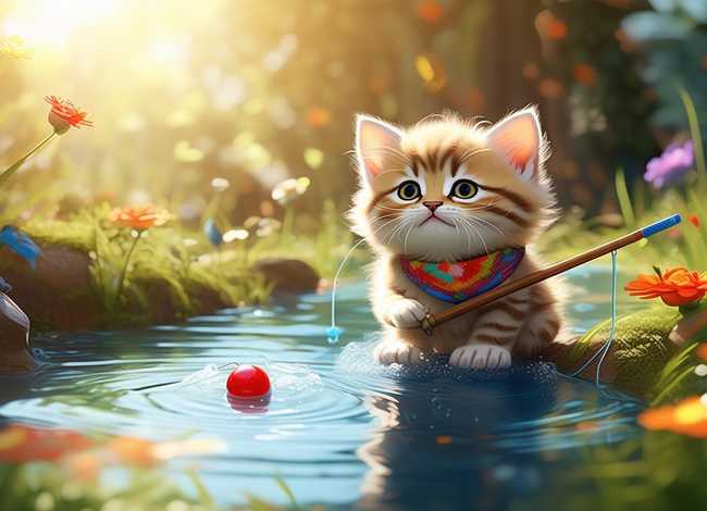 儿童简单的故事小猫钓鱼；幼儿简短故事小猫钓鱼