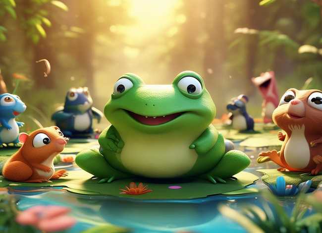 青蛙和小蛙的故事儿童画 - 青蛙和其它小动物的故事 青蛙和小蛙的故事儿童画 - 青蛙和其它小动物的故事
