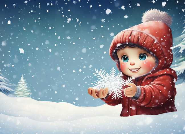 雪花儿童故事插图 雪花儿童插画