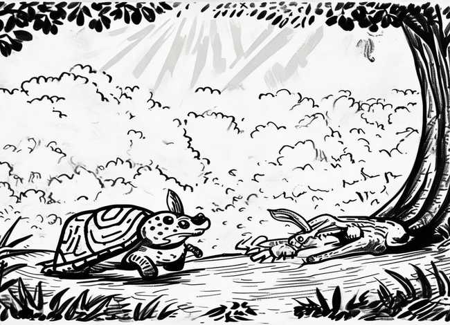 儿童故事插画龟兔赛跑 龟兔赛跑故事插图简笔画 儿童故事插画龟兔赛跑 龟兔赛跑故事插图简笔画