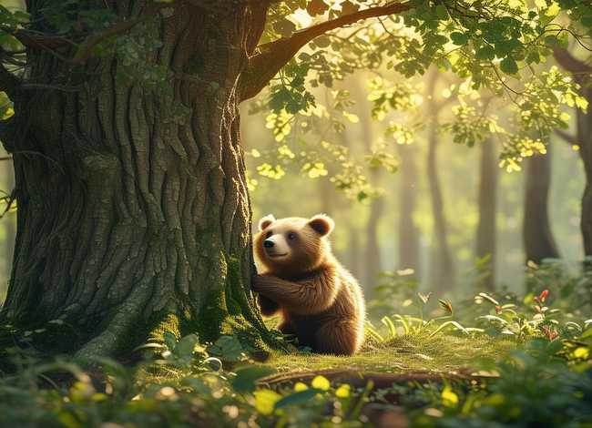 儿童故事树荫下的小熊，小熊找树荫的故事视频