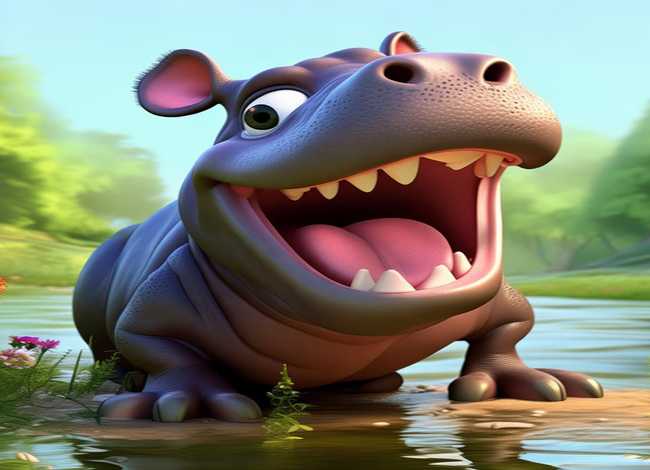 小河马张大嘴巴的卡通图片 - 小河马张大嘴巴的卡通图片可爱