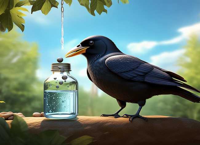 儿童故事乌鸦喝水的故事图片；幼儿故事乌鸦喝水全文图片