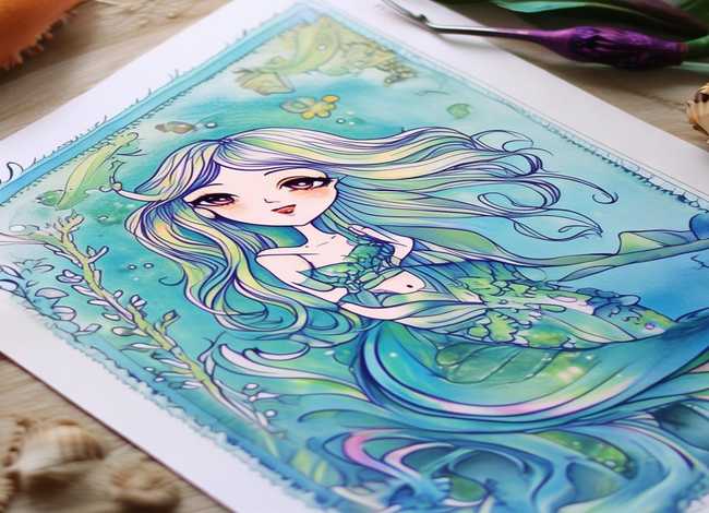 美人鱼公主简笔画图片打印；美人鱼公主简笔画图片打印版