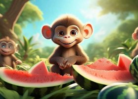 儿童讲故事小猴子吃西瓜、幼儿故事小猴子吃西瓜