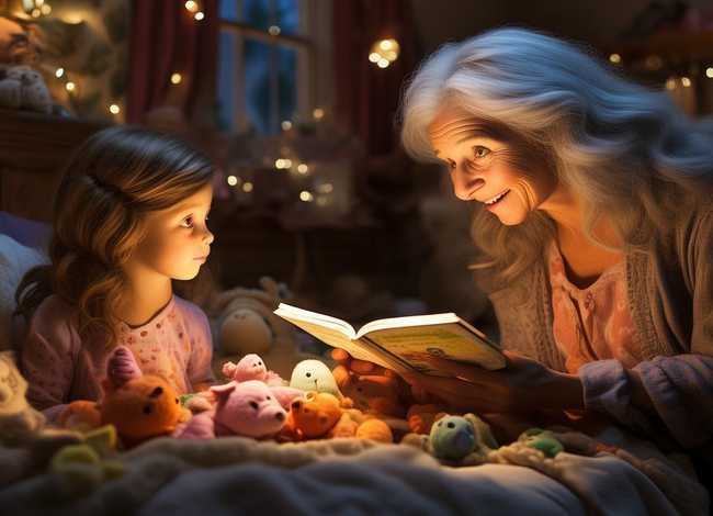 姑娘的睡前故事儿童们；给姑娘讲的睡前故事