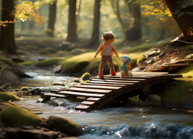 儿童童话故事《过河》 - 故事配画《过河》 儿童童话故事《过河》 - 故事配画《过河》