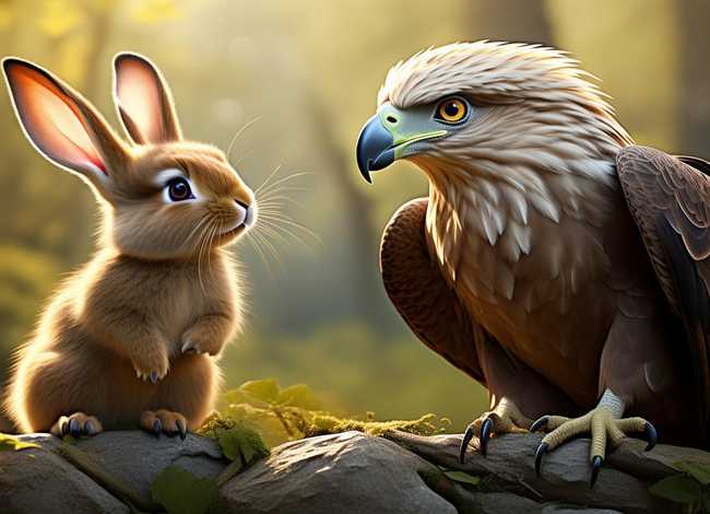 儿童故事原创老鹰和兔子 - 兔子和老鹰的故事