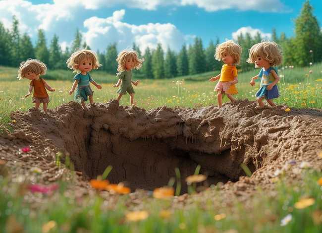 小土坑儿童故事画、小土坑故事绘画