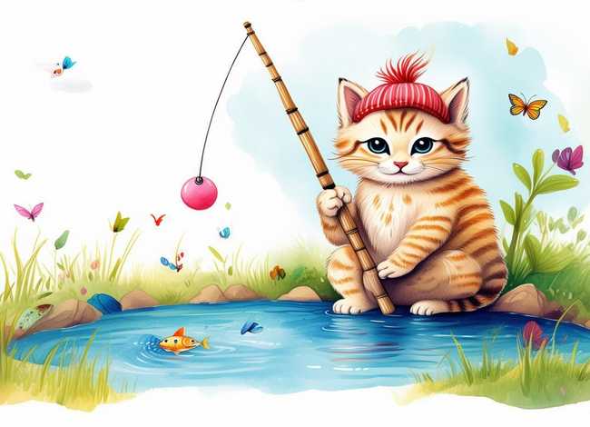 小猫钓鱼的儿童故事绘本，小猫钓鱼的故事 绘本