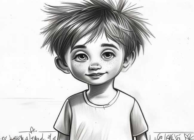 儿童自画像简笔画男孩，3-6岁儿童自画像简笔画男孩