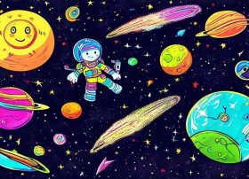 儿童太空画图片 儿童太空画图片横画