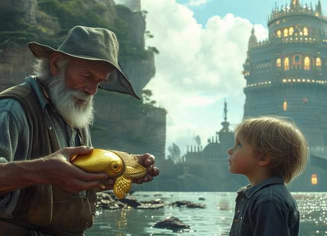 儿童故事《渔夫和金鱼》，经典启蒙小故事《渔夫和金鱼》