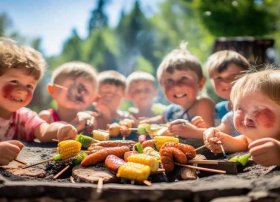 烧烤儿童画；儿童烧烤图画学画