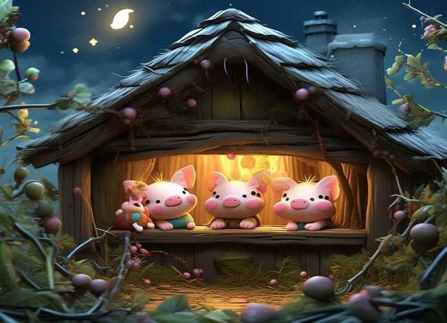 三只小猪儿童睡前故事文字图片、三只小猪睡前故事文字版