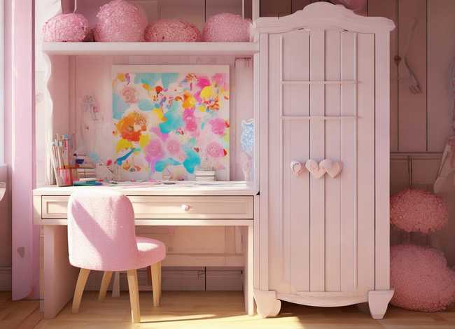 儿童房衣柜书桌一体效果图（儿童房衣柜书桌一体效果图女孩）