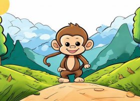 儿童故事小猴子下山线描画 - 小猴子下山故事简笔画