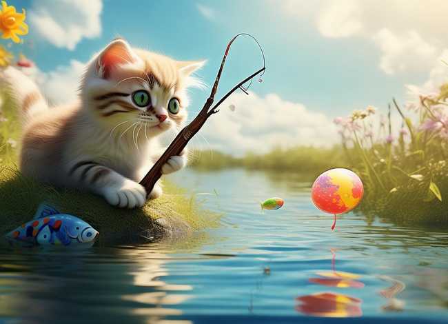 小猫钓鱼故事分享；小猫钓鱼故事分享PPT