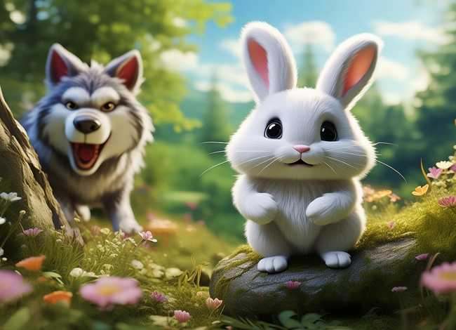 儿童故事小白兔和大灰狼的故事；幼儿故事小白兔和大灰狼的故事