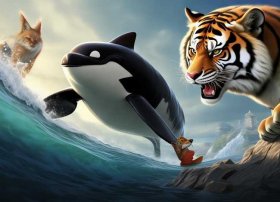 狡猾的虎鲸儿童故事，狡猾的狐狸和老虎故事