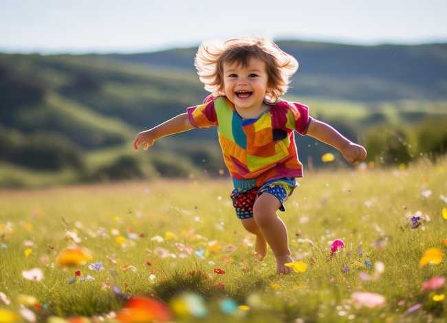 儿童奔跑绘画；儿童奔跑绘画图片